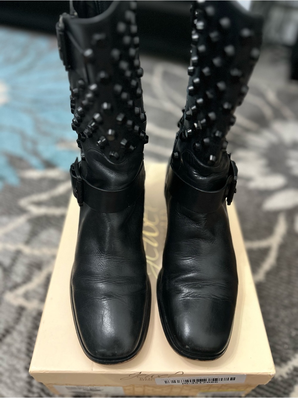 Gorgeous Michael Kors Women's Black Studded Leather Mid-Calf Boots Size 7